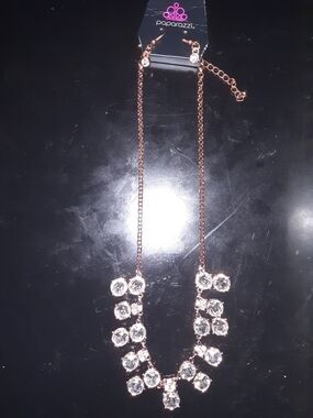 Paparazzi Rose Gold Necklace with Clear Crystal Cluster